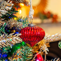 Red Crackle Glaze Onion Bauble