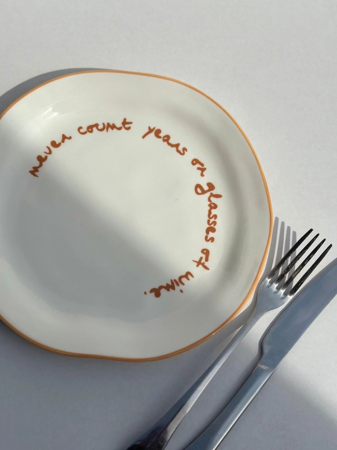 'Never Count Years of Glasses of Wine' Plate