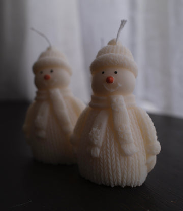 Cosy Snowman Pillar Candle