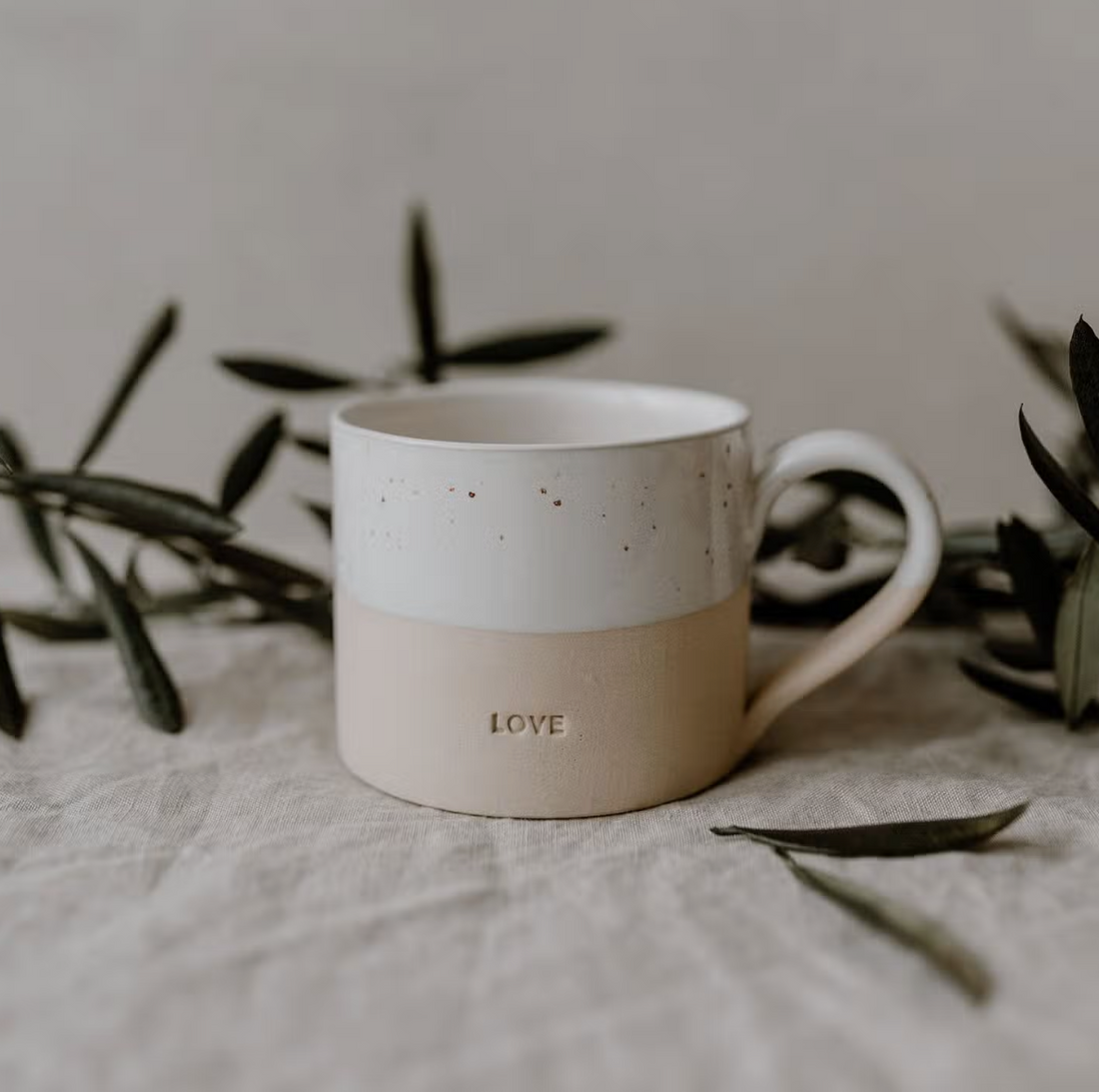'Love' Stoneware Slogan Mug