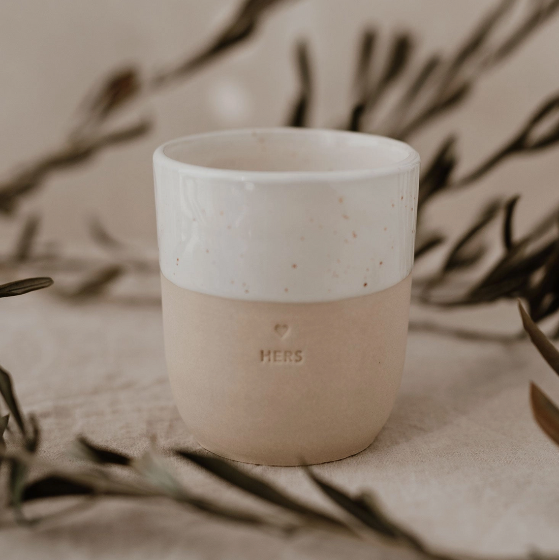 'Hers' Stoneware Slogan Handleless Mug