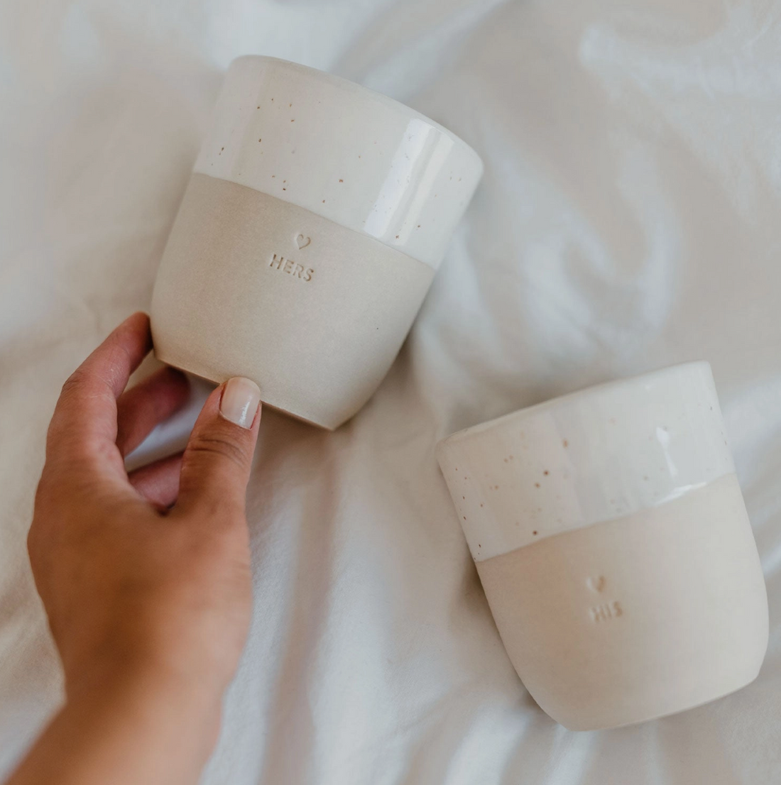 'Hers' Stoneware Slogan Handleless Mug