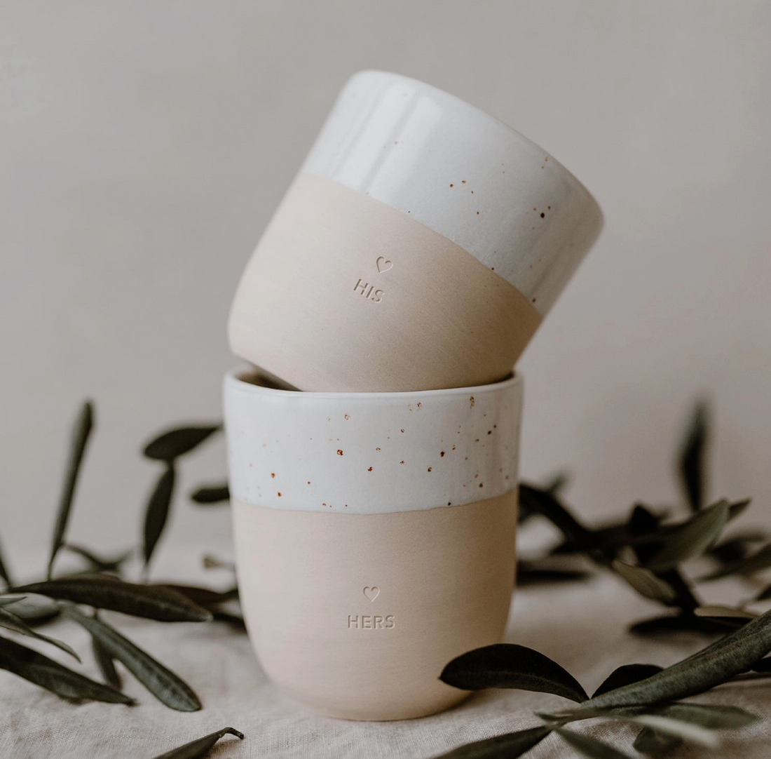 'Hers' Stoneware Slogan Handleless Mug
