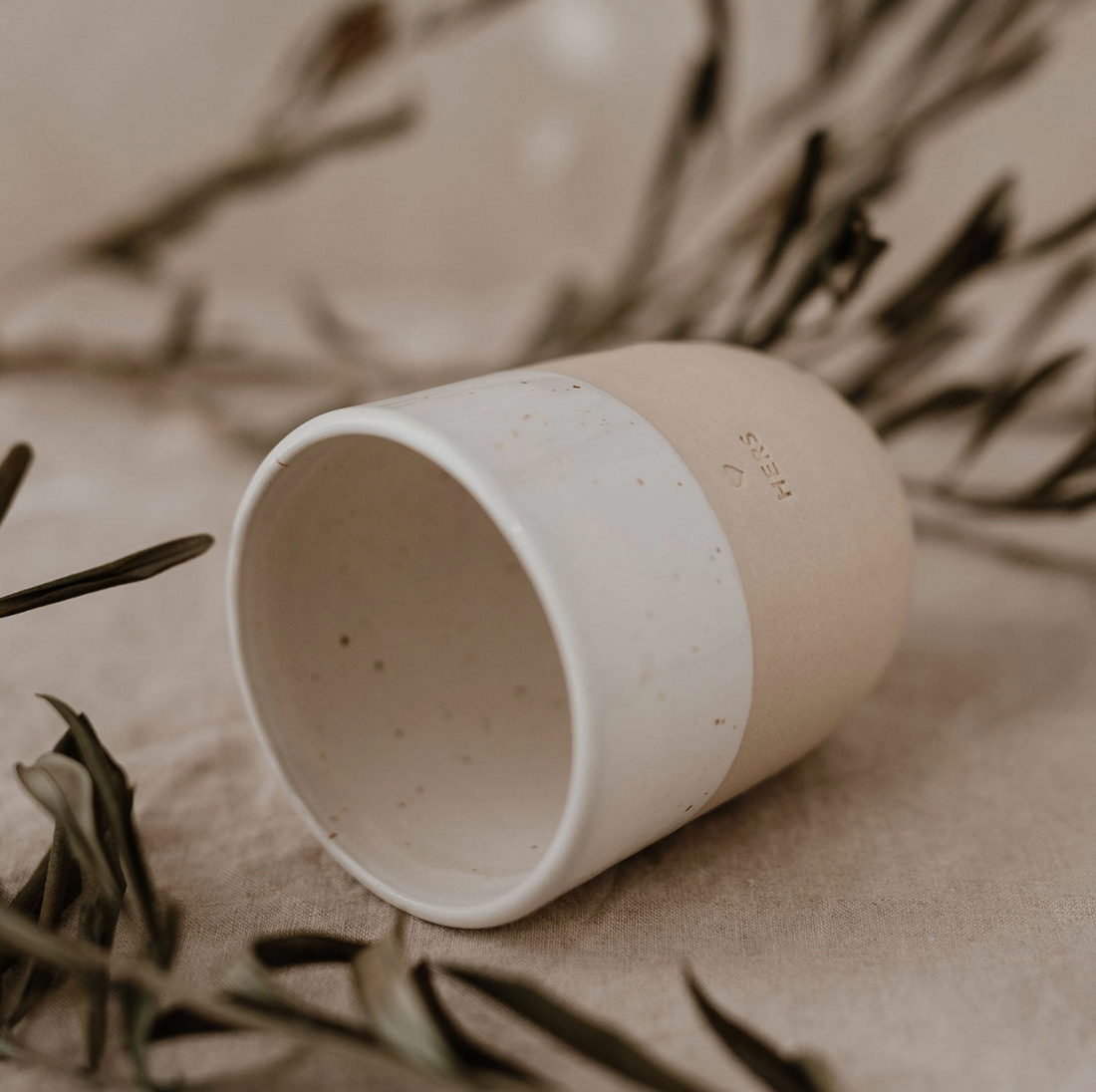 'Hers' Stoneware Slogan Handleless Mug