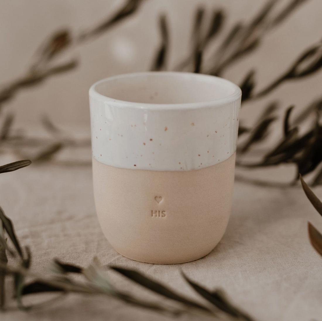 'His' Stoneware Slogan Handleless Mug