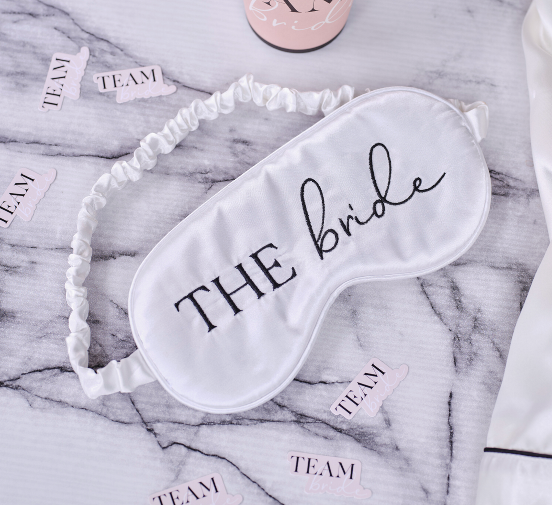 White Satin Bride Eye Mask