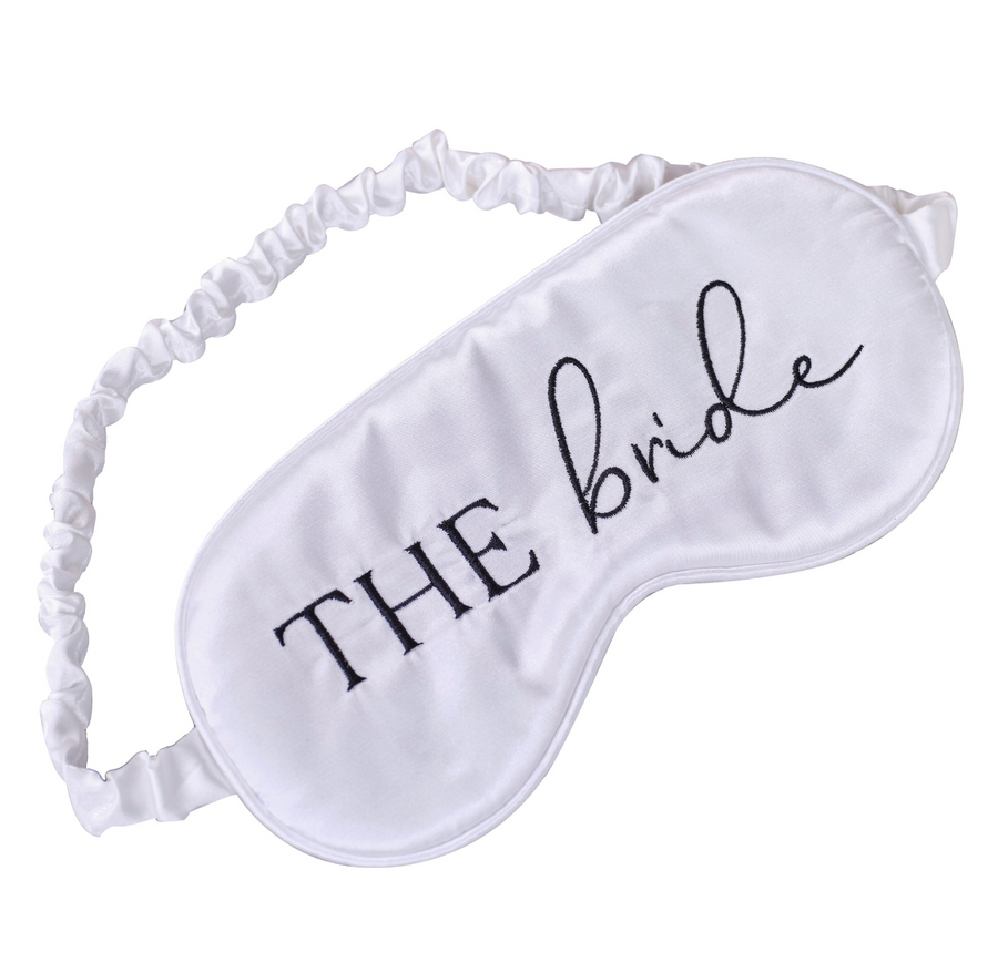 White Satin Bride Eye Mask