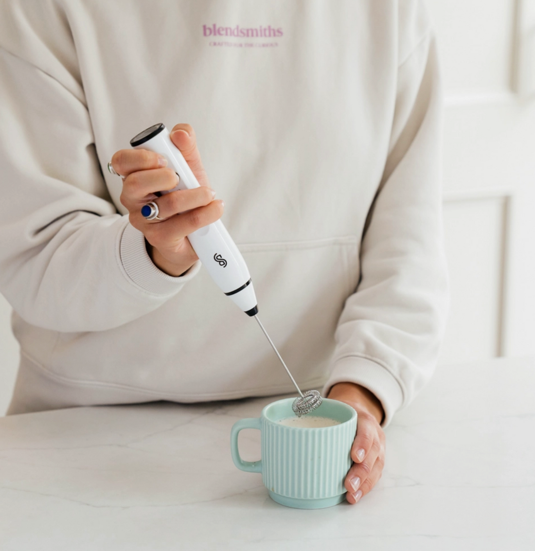 White Handheld Milk Frother