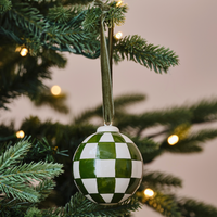 Hand Painted Checkerboard Christmas Bauble