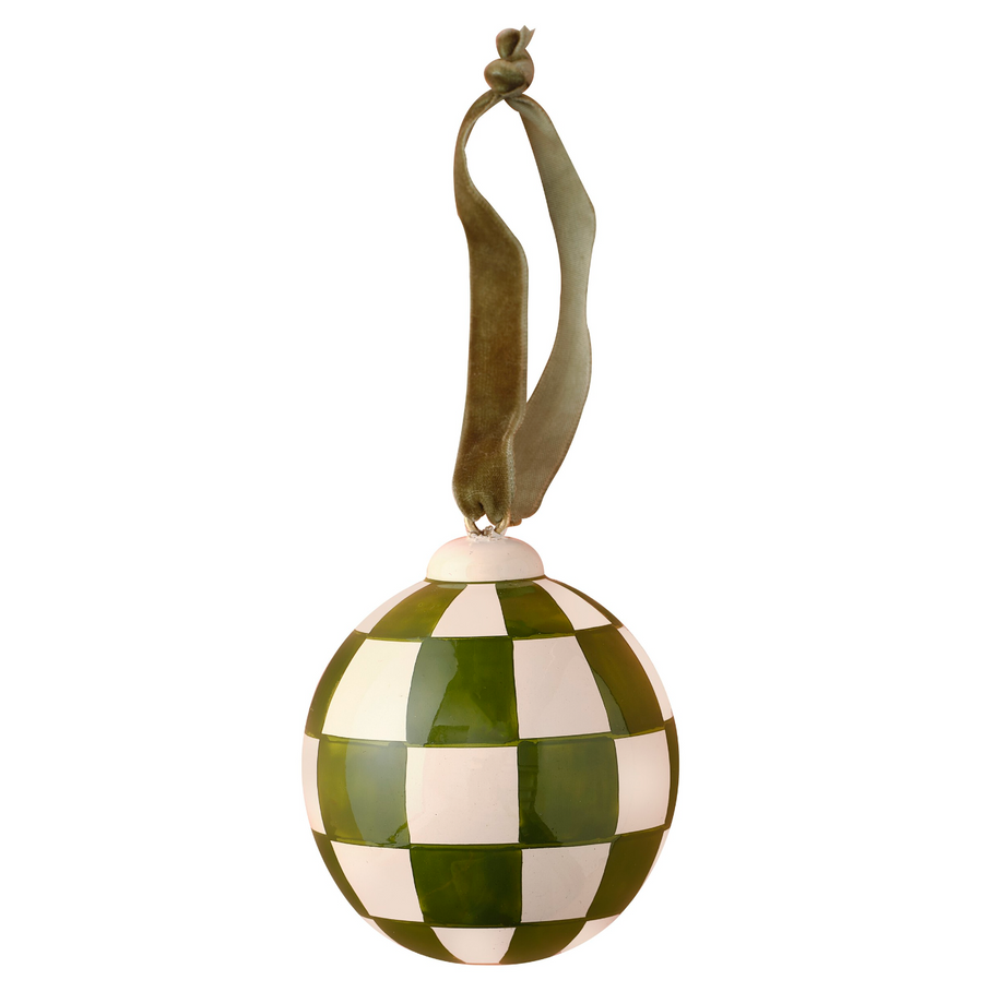 Hand Painted Checkerboard Christmas Bauble