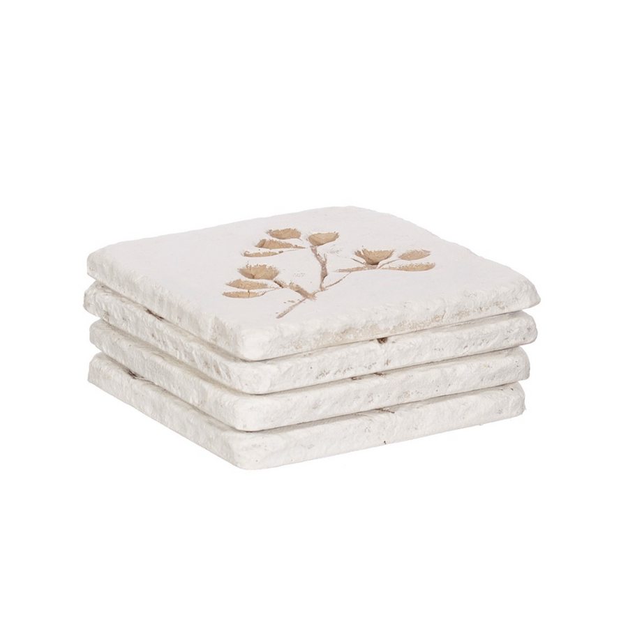 Flower Imprint Coasters - Set of 4