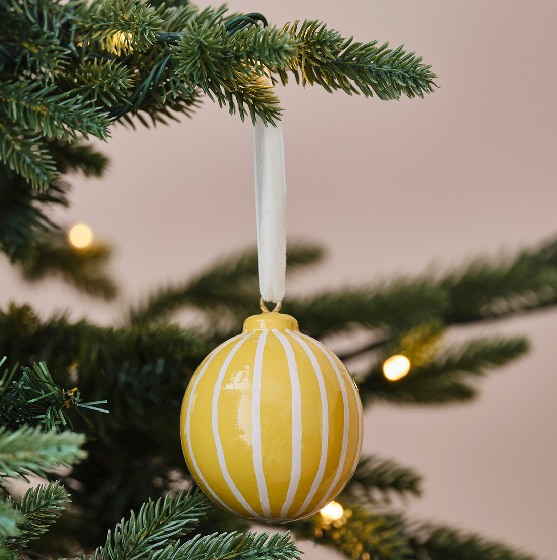 Hand Painted Striped Christmas Bauble