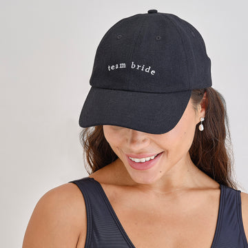Black Embroidered 'Team Bride' Adjustable Cap