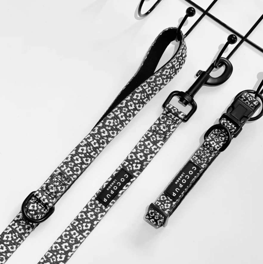 Black Leopard Dog Lead